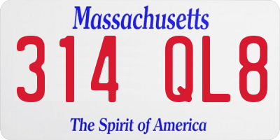 MA license plate 314QL8