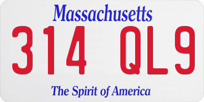 MA license plate 314QL9