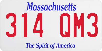MA license plate 314QM3