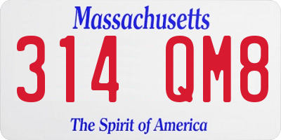 MA license plate 314QM8