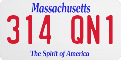 MA license plate 314QN1