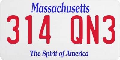 MA license plate 314QN3