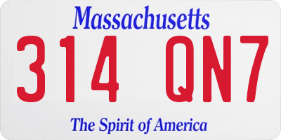 MA license plate 314QN7