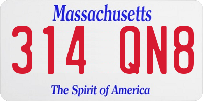 MA license plate 314QN8