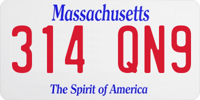 MA license plate 314QN9