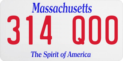 MA license plate 314QO0