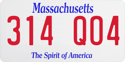 MA license plate 314QO4