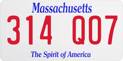 MA license plate 314QO7