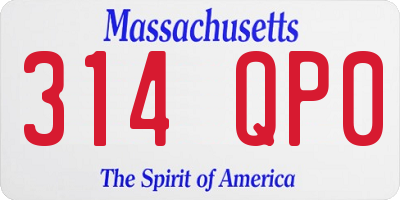 MA license plate 314QP0
