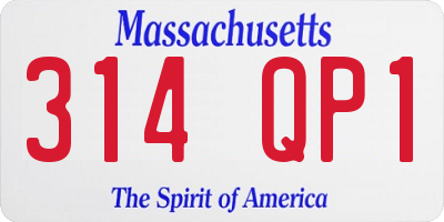 MA license plate 314QP1