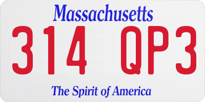 MA license plate 314QP3