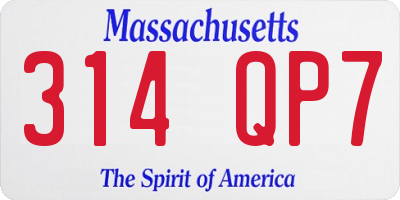 MA license plate 314QP7
