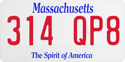 MA license plate 314QP8