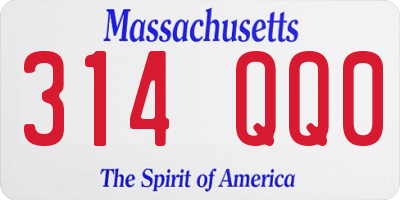 MA license plate 314QQ0