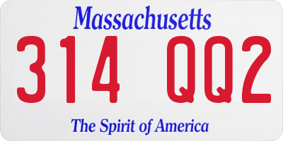 MA license plate 314QQ2