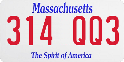 MA license plate 314QQ3