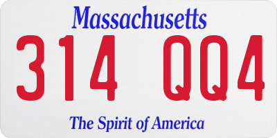 MA license plate 314QQ4