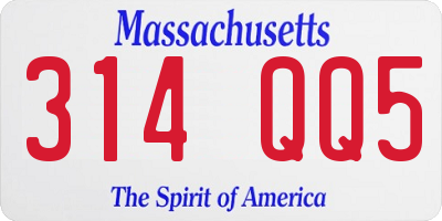MA license plate 314QQ5