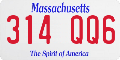 MA license plate 314QQ6