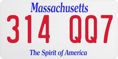 MA license plate 314QQ7