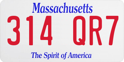 MA license plate 314QR7