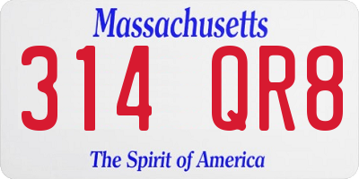 MA license plate 314QR8