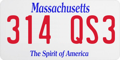 MA license plate 314QS3