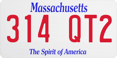 MA license plate 314QT2
