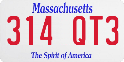 MA license plate 314QT3