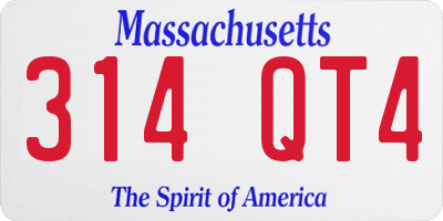 MA license plate 314QT4
