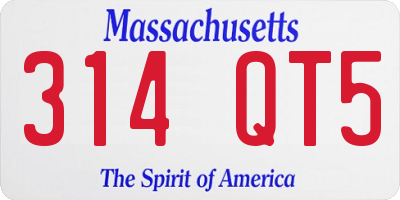 MA license plate 314QT5