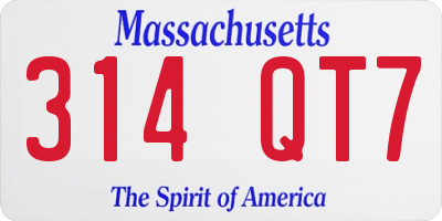 MA license plate 314QT7