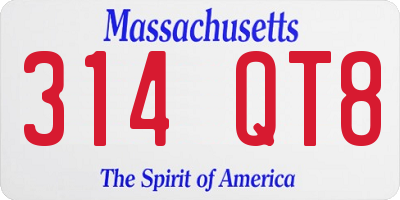 MA license plate 314QT8