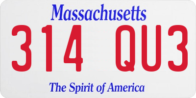 MA license plate 314QU3