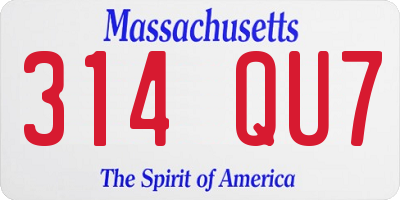 MA license plate 314QU7