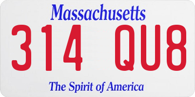 MA license plate 314QU8