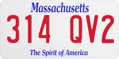 MA license plate 314QV2