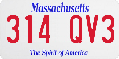 MA license plate 314QV3