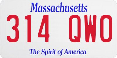 MA license plate 314QW0