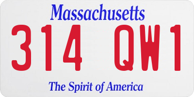 MA license plate 314QW1