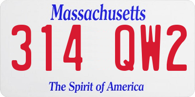 MA license plate 314QW2