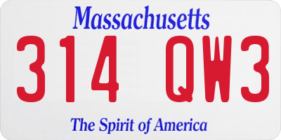 MA license plate 314QW3