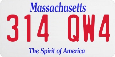 MA license plate 314QW4