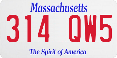 MA license plate 314QW5