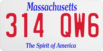 MA license plate 314QW6