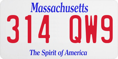 MA license plate 314QW9