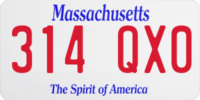 MA license plate 314QX0