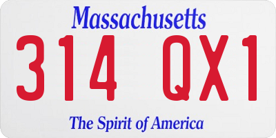MA license plate 314QX1