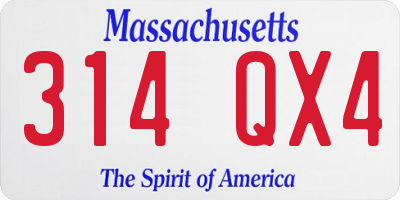 MA license plate 314QX4