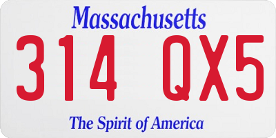 MA license plate 314QX5